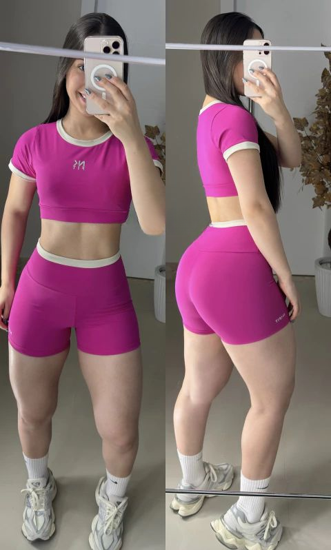 Conjunto Gelato de short poliamida premium de manga curta bicolor