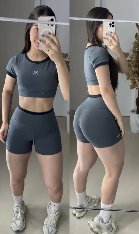 Conjunto Gelato de short poliamida premium de manga curta bicolor